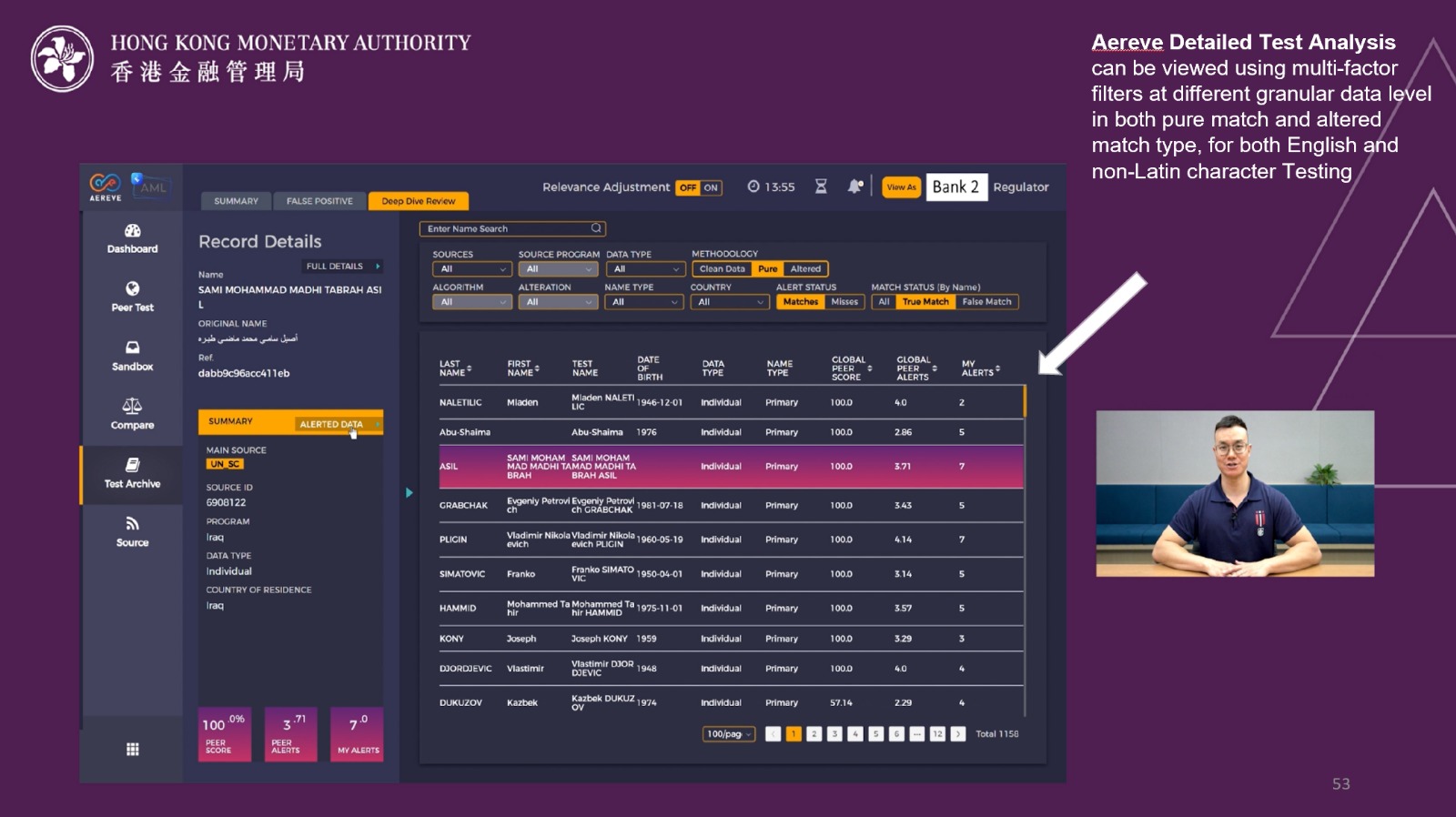 E2AML Dashboard Interface